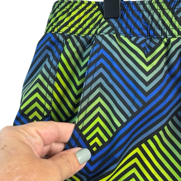 Psycho Bunny Swim Trunks Large Blue Green Adrian Chevron Logo Board Shorts Beach - Picture 4 of 14